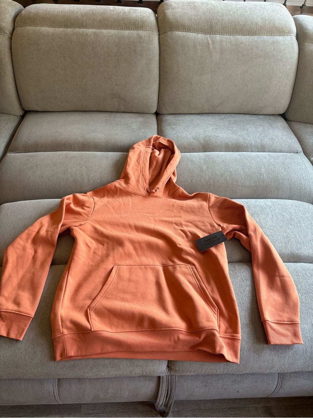 Men's Orange Pullover Hoodie with Kangaroo Pocket